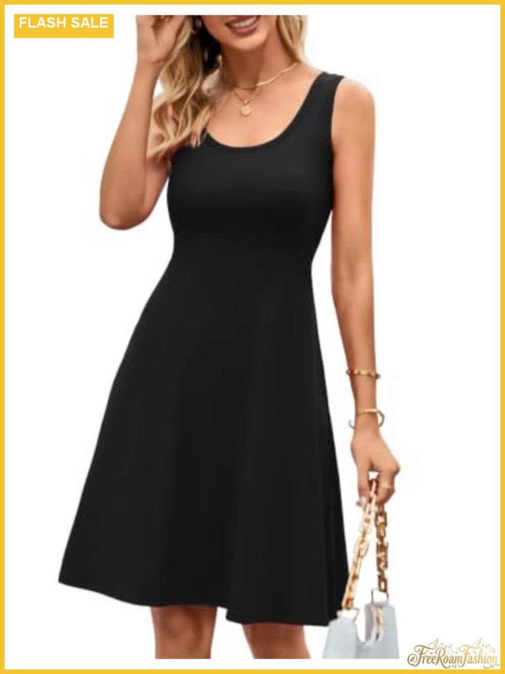 A-Line Sleeveless Tank Dress Cotton Spandex Casual Summer